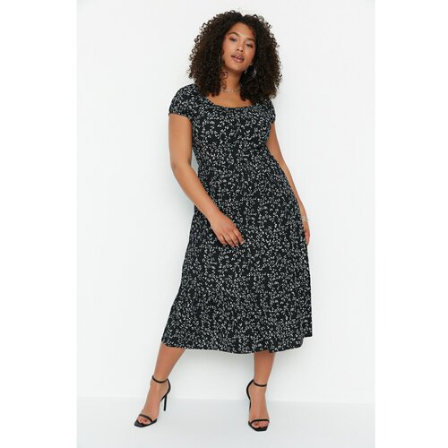 Trendyol Curve Black Patterned Knitted Dress Slike
