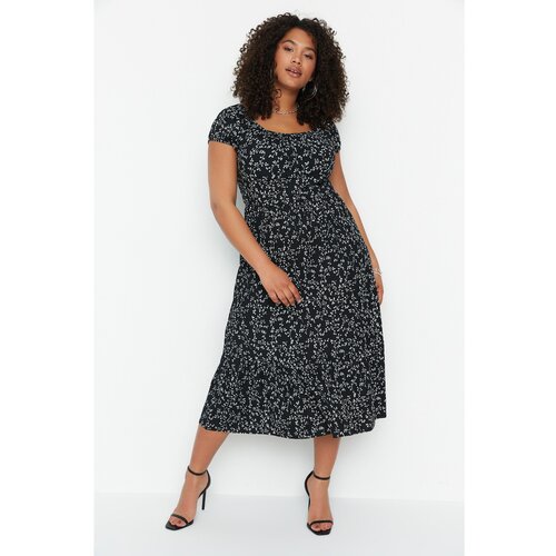 Trendyol Curve Black Patterned Knitted Dress Slike