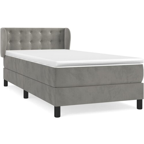 VidaXL Box spring postelja z vzmetnico svetlo siva 100x200 cm žamet, (20898938) Slike