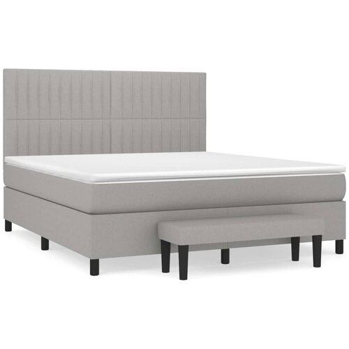  Krevet s oprugama i madracem svjetlosivi 180x200 cm od tkanine Slike