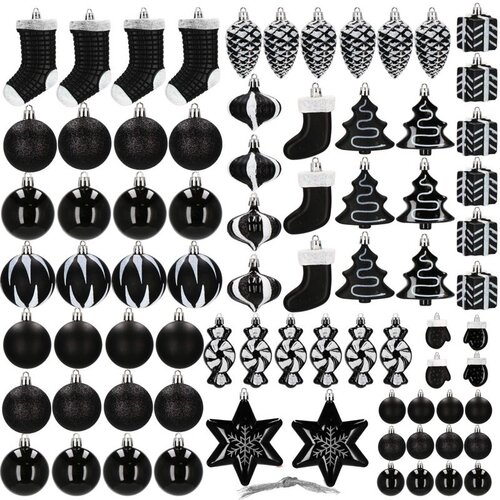 Set božićnih kuglica – 77 komada, crne Cene