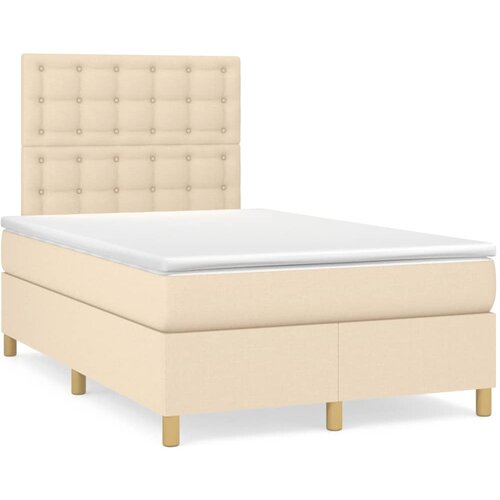  The Living Store Box spring postelja z vzmetnico krem 120x190 cm blago - Box Spring Postelja, (21450681) Cene