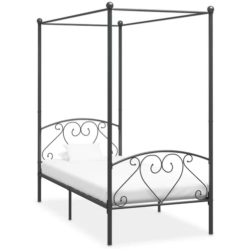  za krevet s nadstrešnicom sivi metalni 100 x 200 cm