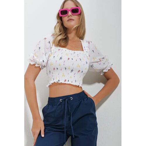 Trend Alacati Stili ženska bluza kratkih rukava ALC-X11651, brod izrez, bela Cene