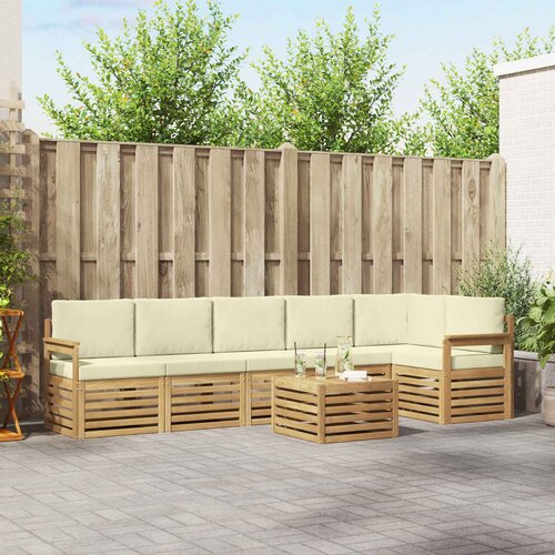 Set vanjskih sofa 7 pcs Bijela i krem 59 x 59 x 37 cm Poliester Cene