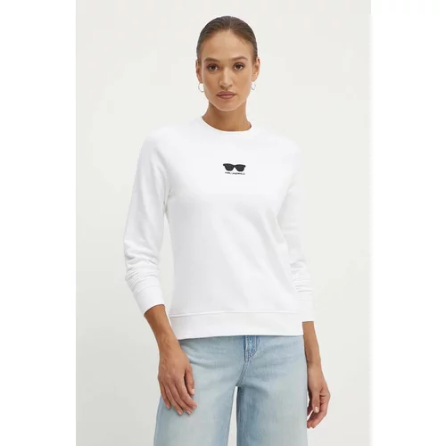 Karl Lagerfeld Bombažen pulover ženski, bela barva, 245W1813