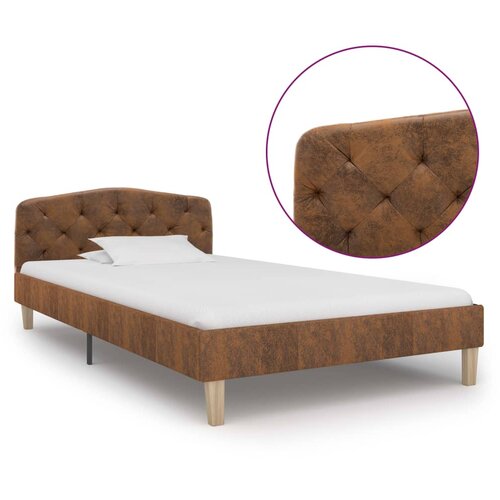 VidaXL Posteljni okvir rjav iz umetnega semi&amp;scaron; usnja 90x200 cm, (20643906) Slike