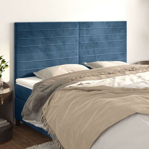  Posteljno vzglavje 4 kosa temno moder 90x5x78/88 cm žamet, (20953833) Slike