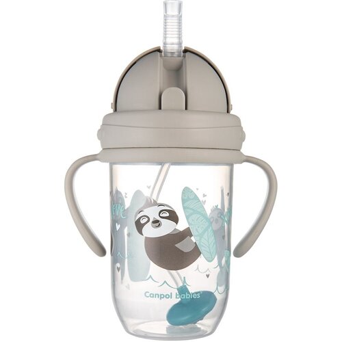 Canpol babies non-spill sportska solja sa slamcicom (teg) 270ml 56/606 exotic grey ( 56/606_grey ) Slike