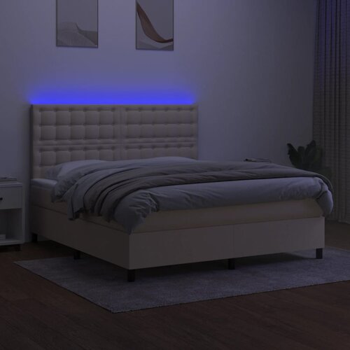  box spring s madracem LED krem 160x200 cm od tkanine Slike