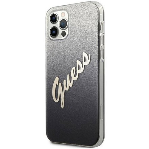  Maska za iPhone 12 Pro Max crna Guess Faceplate Glitter Gradient Script Cene