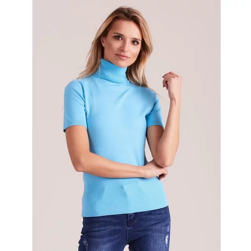 Fashion Hunters Women's turquoise turtleneck with short sleeves