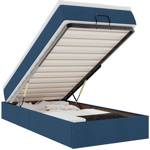 VidaXL Otomanski okvir kreveta s madraca plavi 90x190cm od tkanine Slike