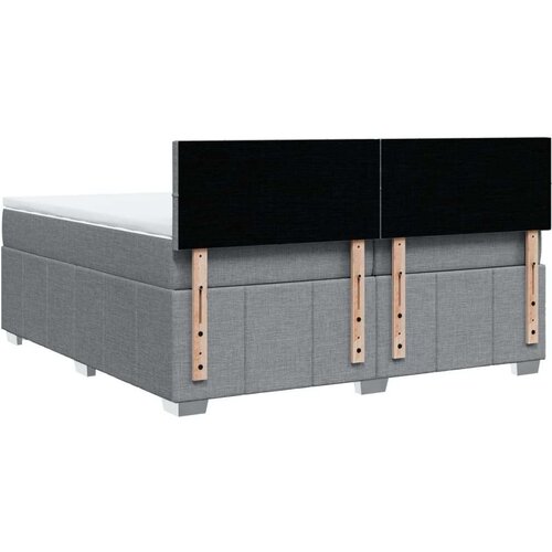 VidaXL Krevet s oprugama i madracem svjetlosivi 200 x 200cm od tkanine Slike
