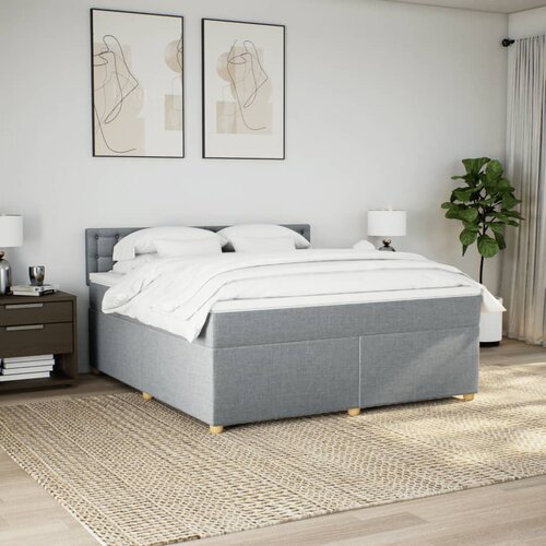  Krevet s oprugama i madracem svjetlosivi 180x200 cm od tkanine Slike