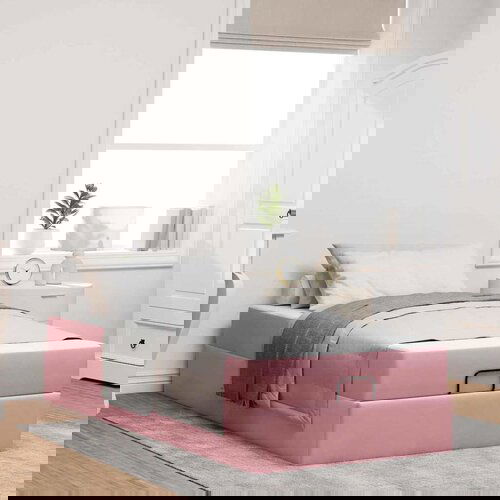 VidaXL Konstrukcija postelje z vzmetnico Roza 90 x 190 cm Žamet Slike