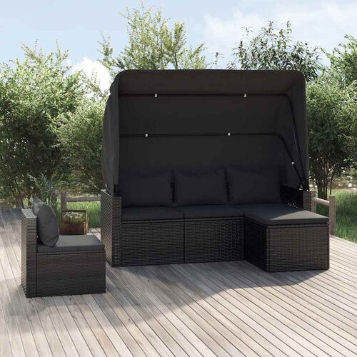  4-dijelni set vrtnih sofa od poliratana s jastucima crni Cijene