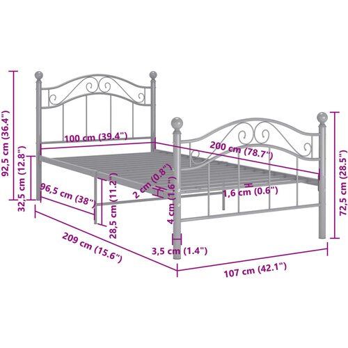  Okvir za krevet sivi metalni 100 x 200 cm Slike