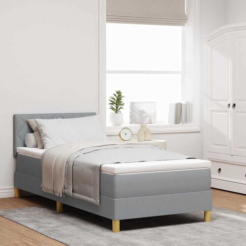  LED Box Spring Krevet Svijetlo siva 90 x 190 cm tkanina Cene