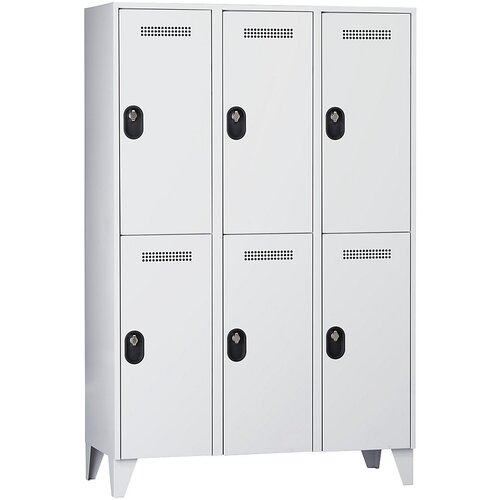 Wolf Garderobna omara, višina predelka 820 mm, VxŠxG 1850 x 1200 x 500 mm, širina razdelka 400 mm, barva korpusa / vrat svetlo siva / svetlo siva Cene