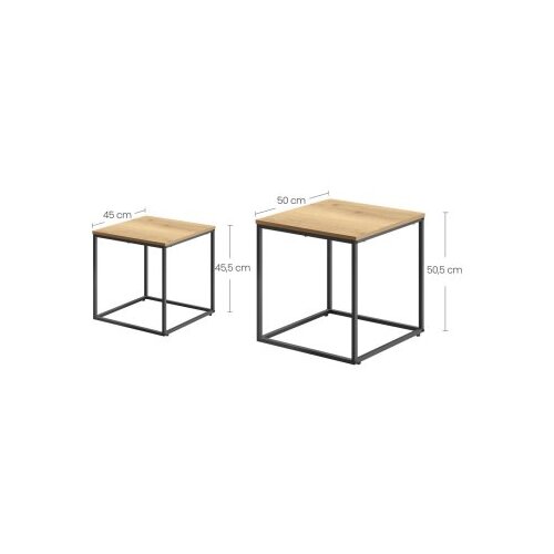 BOLZZ Kvadratni sto za kafu 2 kom - hrast / crne noge Cene