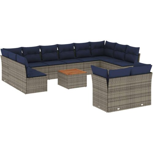 VidaXL 13-dijelni set vrtnih sofa od poliratana s jastucima sivi Slike