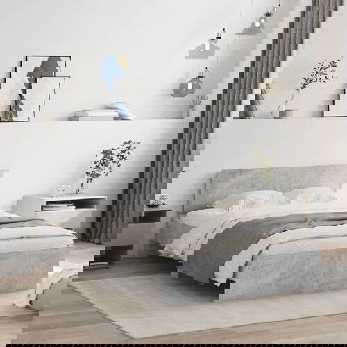 The Living Store Posteljni okvir z vzglavjem betonsko siv 120x200 cm - Posteljni Okvir, (21525012) Cene