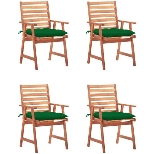  Zunanji jedilni stoli 4 kosi z blazinami trden akacijev les Slike