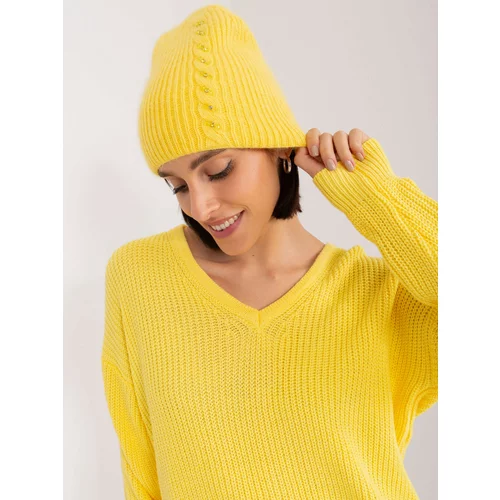 Fashion Hunters Yellow women's knitted beanie
