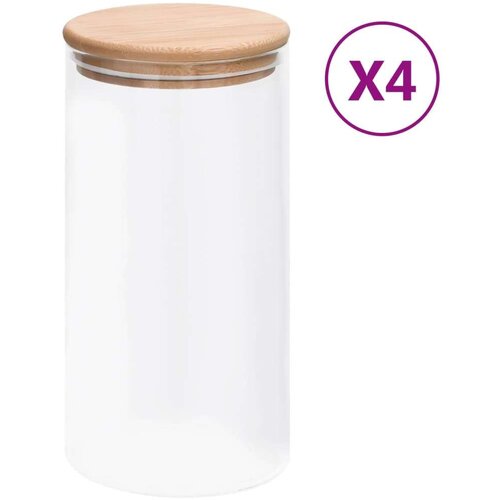 vidaXL Staklenke za pohranu s poklopcima od bambusa 4 kom 1200 ml Cijene