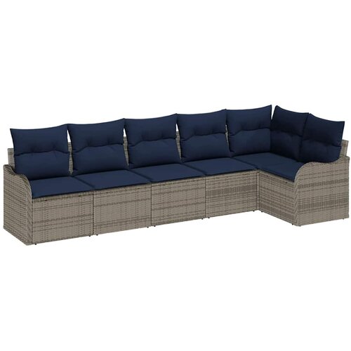 vidaXL Vrtna sedežna garnitura z blazino 6 pcs Siva Poly ratan, (5000063075) Cene