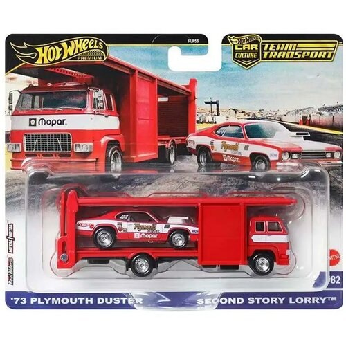 Mattel hot wheels: second story lorry premium kamion za prijevoz automobila i 73 plymouth duster autić 1/64 Cijene