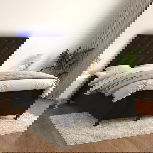 vidaXL Krevet box spring s madracem LED crni 120 x 200 cm baršun Cene