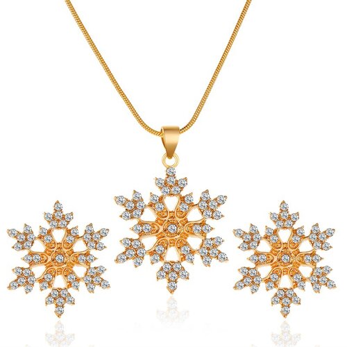 INF Komplet uhanov za ogrlico Snowflake Gold, (21237875) Cene