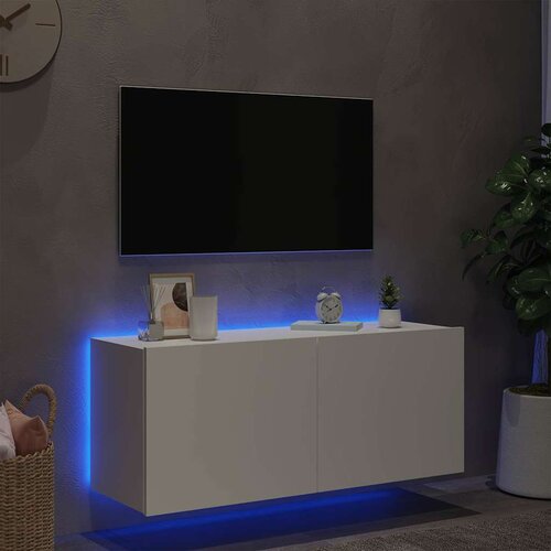  Zidni TV ormarić s LED svjetlima bijeli 100 x 35 x 41 cm Slike