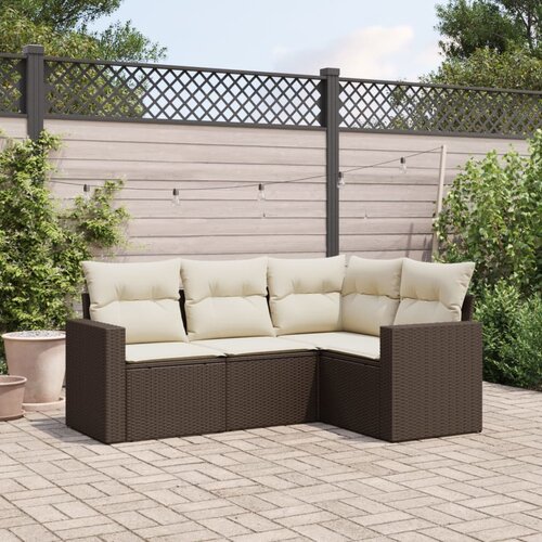 VidaXL 4-dijelni set vrtnih sofa od poliratana s jastucima smeđi Slike