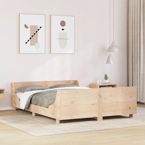  The Living Store Posteljni okvir brez vzmetnice 135x190 cm trdna borovina - Posteljni Okvir, (21496874) Slike