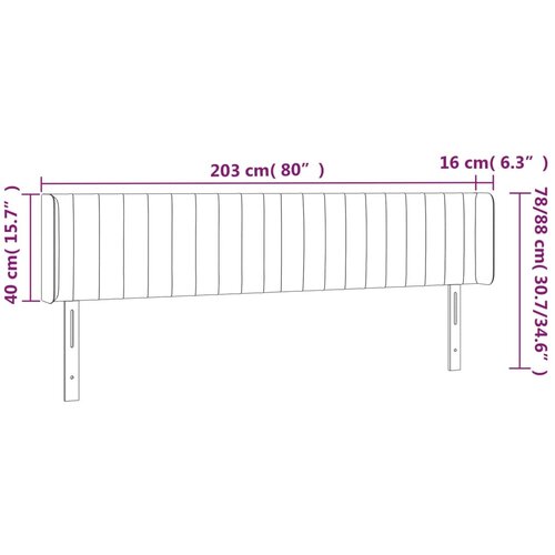  LED uzglavlje tamnosmeđe 203x16x78/88 cm od tkanine Slike