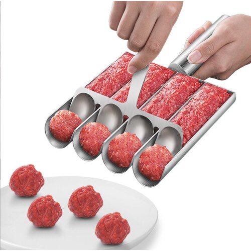 INF Set za pekač mesnih kroglic z žlico - Model za mesne kroglice iz nerjavečega jekla za popolne mesne kroglice, (21836476) Slike