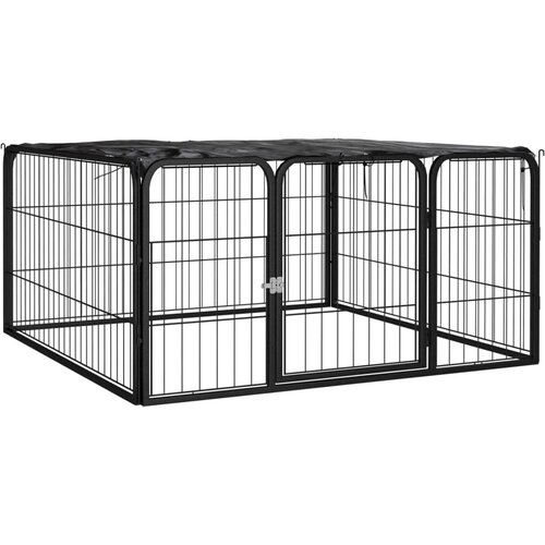  Ograda za pse s 4 panela crna 100 x 50 cm čelik obložen prahom Cene