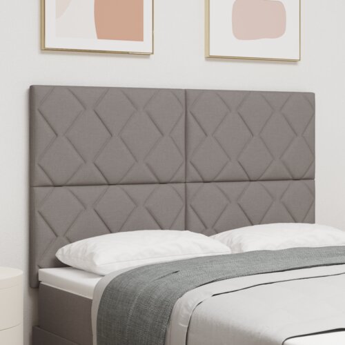  LED uzglavlje s dizajnom dijamantskih blokova taupe 160 cm tkanina Cene