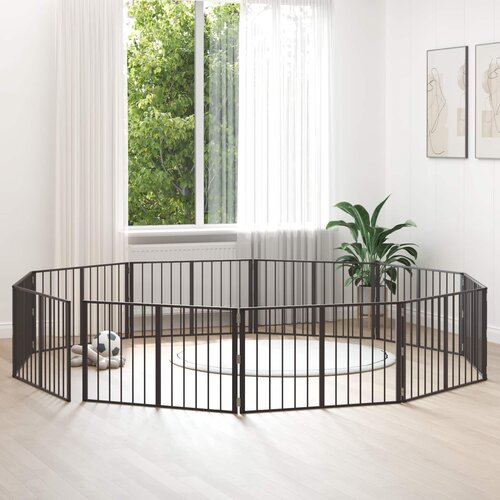  Vrata za pse 10 pcs Crna 100 x 60 cm Cinkani čelik Cene