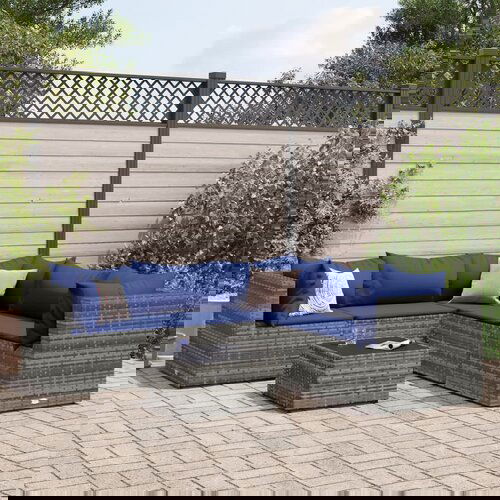 VidaXL 6-dijelna vrtna garnitura od poliratana s jastucima siva Slike