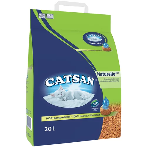 Catsan Naturelle Plus pesek za mačke - Varčno pakiranje: 2 x 20 l