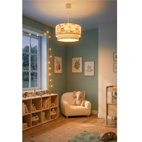  Brilagi-LED Dečiji luster na sajli BOBO 1xE27/10W/230V prečnik 40 cm krem./zel./džungla Slike