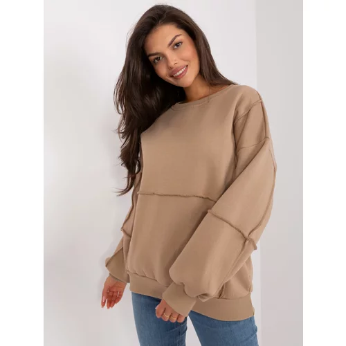 Fashion Hunters Dark beige insulated hooded sweatshirt