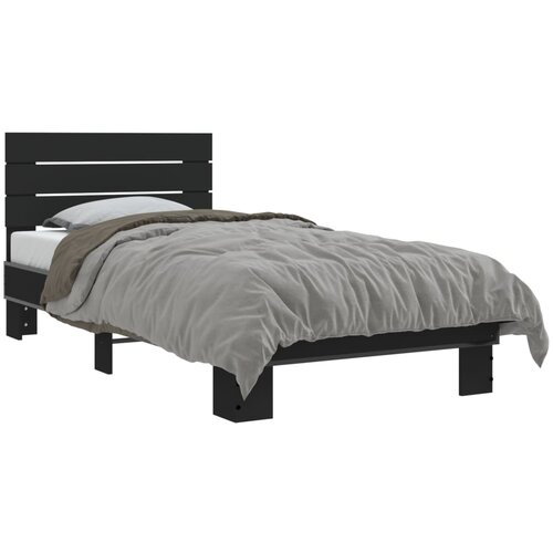 VidaXL Okvir za krevet crni 75 x 190 cm od konstruiranog drvo i metal Slike