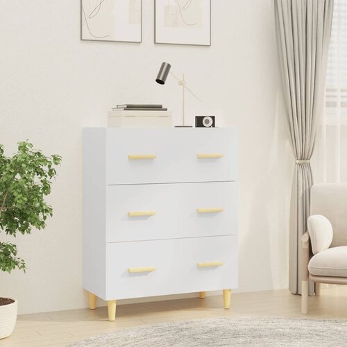 VidaXL Komoda bela 70x34x90 cm inženirski les Slike