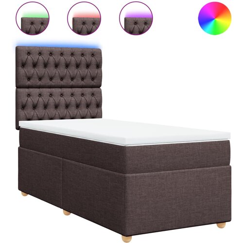 vidaXL Box spring postelja z vzmetnico temno rjava 90x200 cm blago, (21291726) Cene