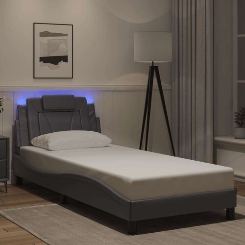  Okvir kreveta s LED svjetlima sivi 80 x 200 cm od umjetne kože Slike